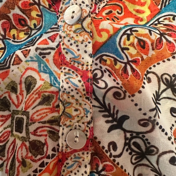 Fig and Flower Sleeveless Blouse Boho Lace Petite XL Lightweight Pearl Button - Picture 6 of 7